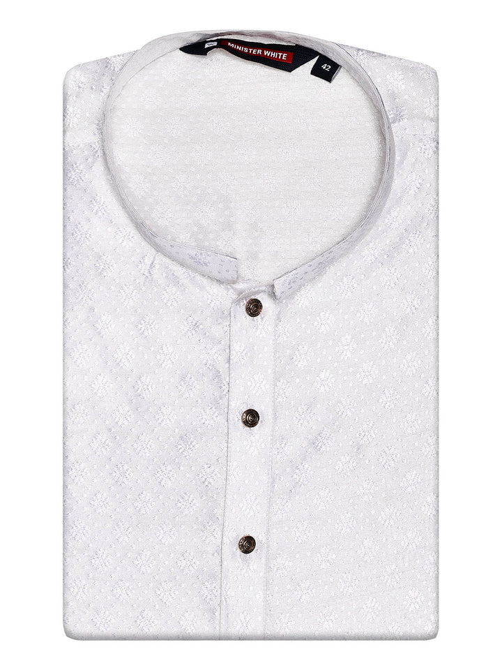 Men’s Cotton White Jacquard Kurta 30035
