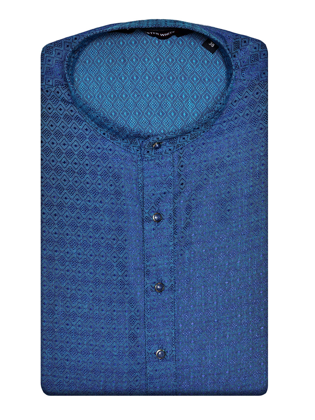 Men’s Royal Blue Cotton Blend Lustrous Jacquard Weave Kurta 30007
