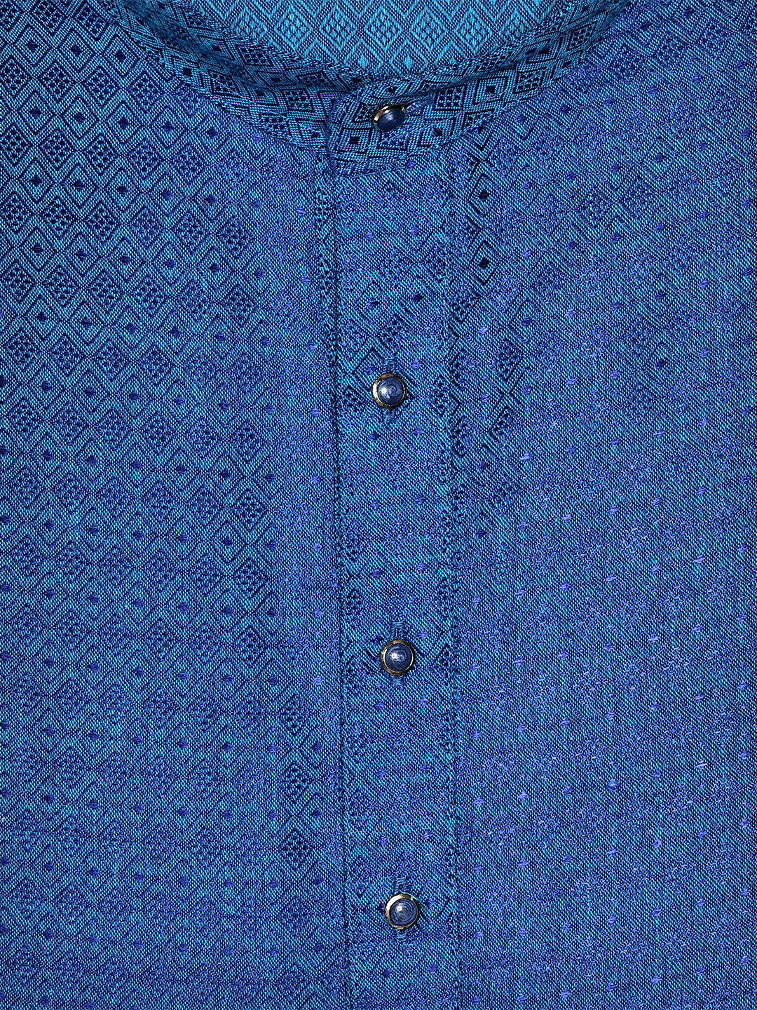 Men’s Royal Blue Cotton Blend Lustrous Jacquard Weave Kurta 30007