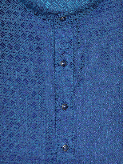 Men’s Royal Blue Cotton Blend Lustrous Jacquard Weave Kurta 30007