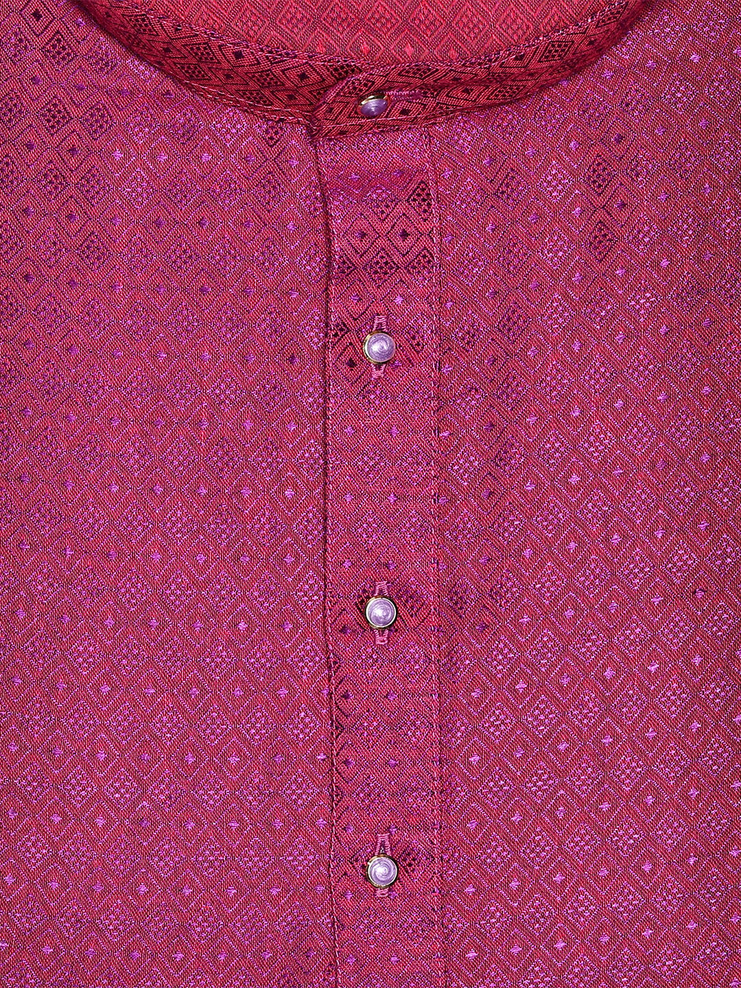 Men’s Cotton Magenta Jacquard Kurta 30035