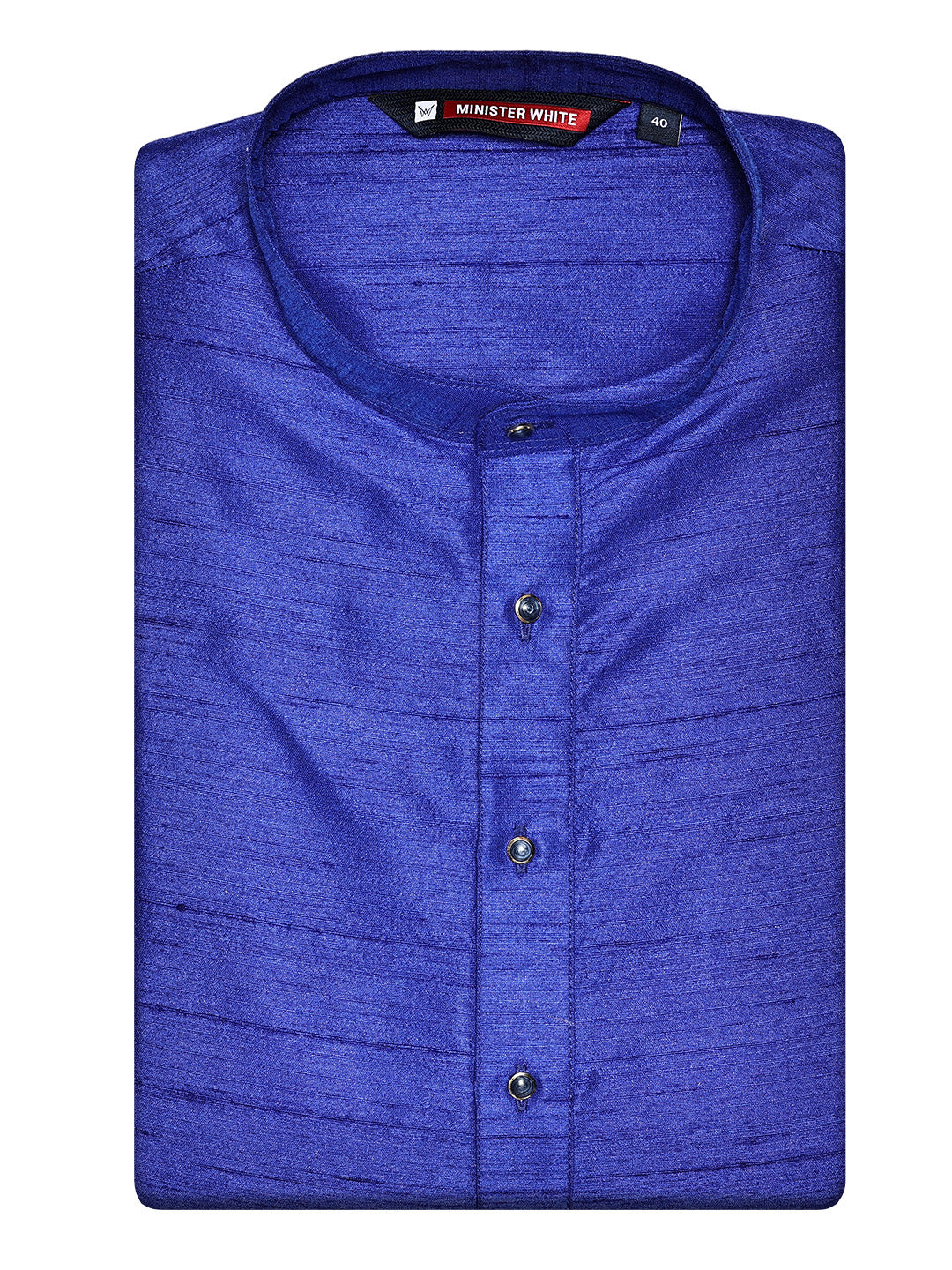 Men's Dupion Satin Royal Blue Mandarin Collar Kurta 11001