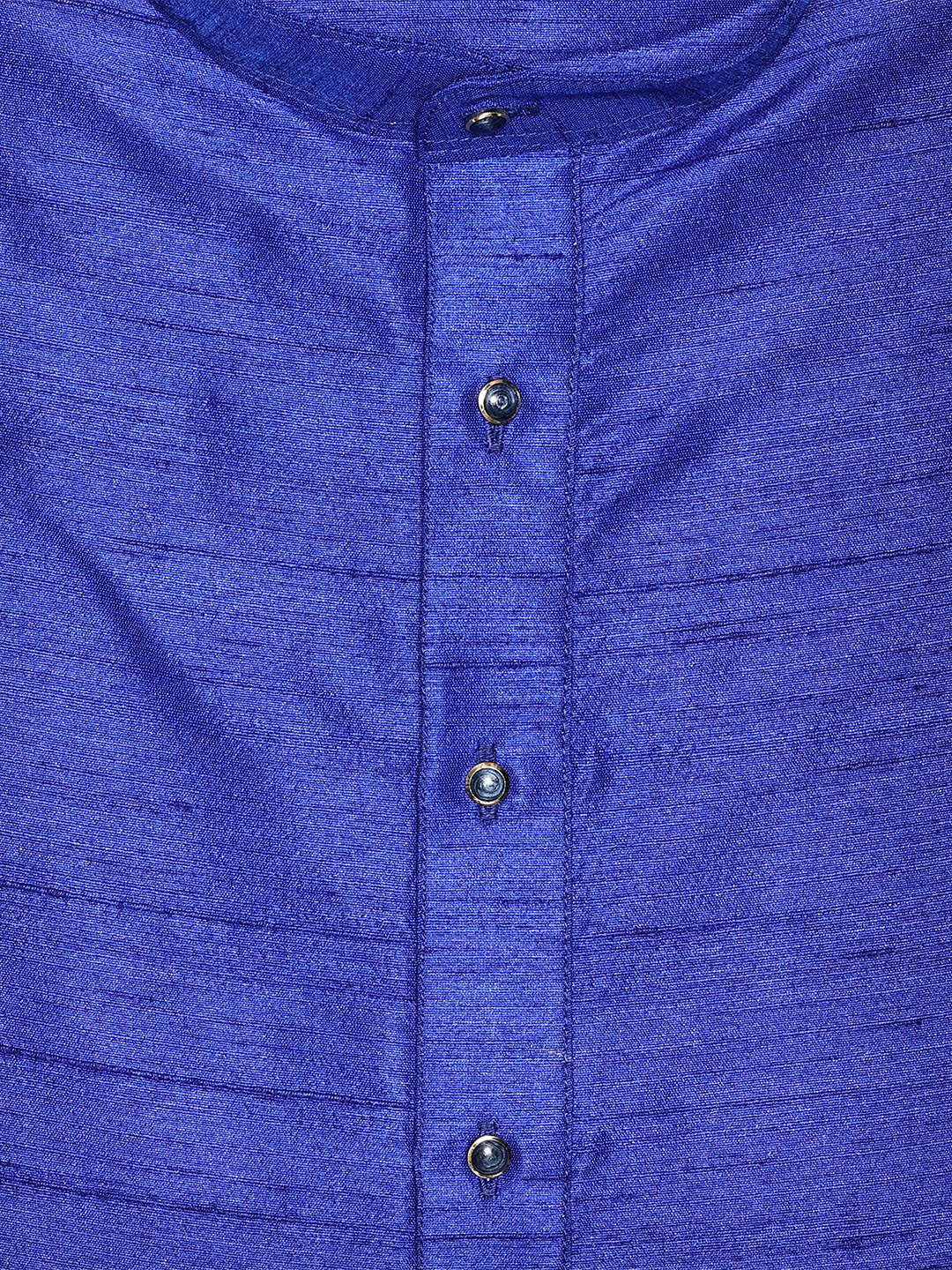 Men's Dupion Satin Royal Blue Mandarin Collar Kurta 11001