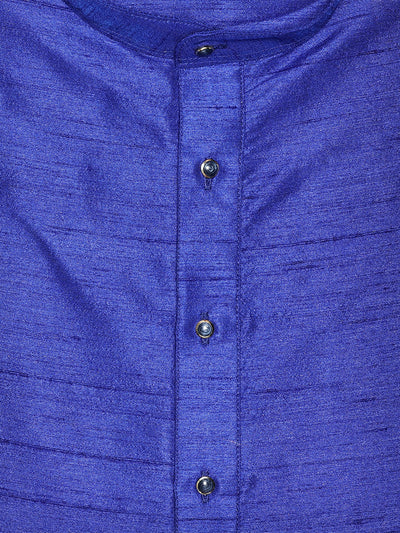 Men's Dupion Satin Royal Blue Mandarin Collar Kurta 11001