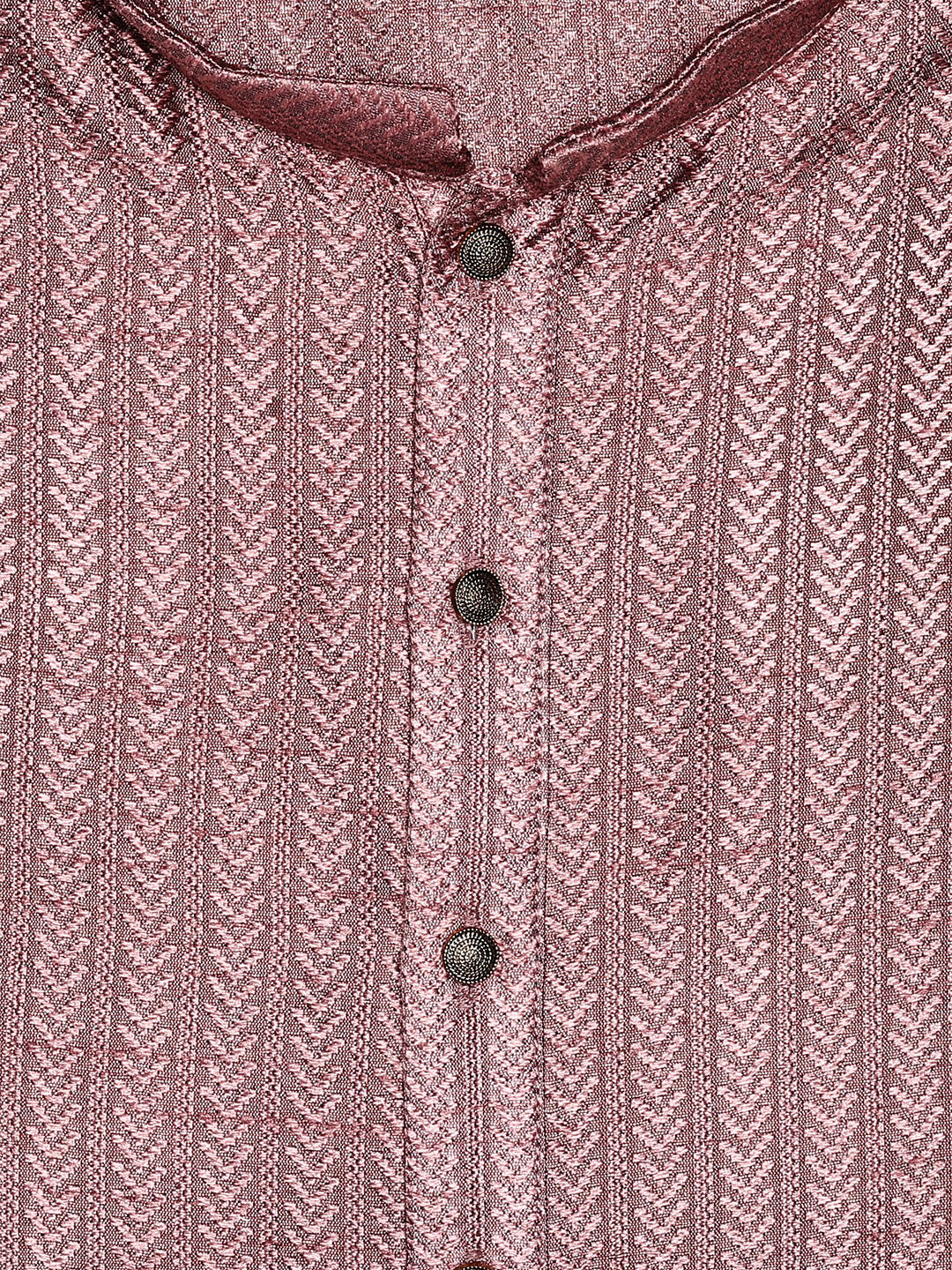 Men's Brown Jari Jacquard Shine Finish Mandarin Collar Kurta 30005