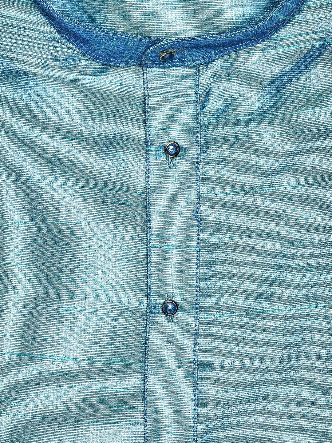 Men's Dupion Satin Sky Blue Mandarin Collar Kurta 11001