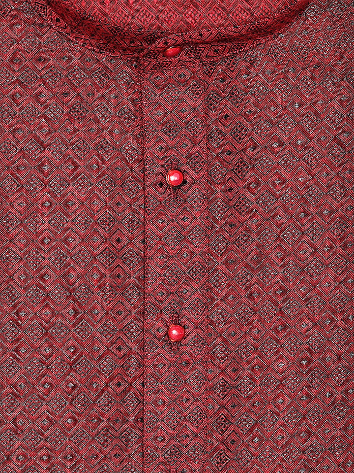 Men’s Deep Maroon Cotton Subtle Jacquard Elegance Kurta 30035