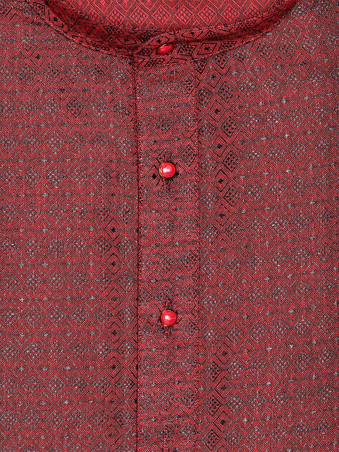 Men’s Deep Maroon Cotton Subtle Jacquard Elegance Kurta 30035