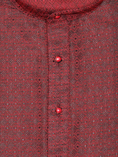 Men’s Deep Maroon Cotton Subtle Jacquard Elegance Kurta 30035