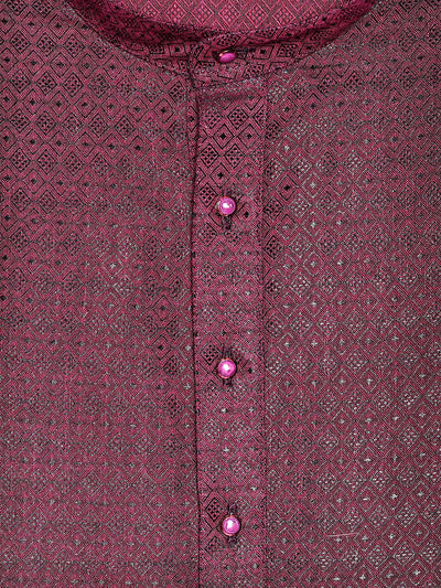 Men’s Cotton Dark Wine Jacquard Kurta 30035