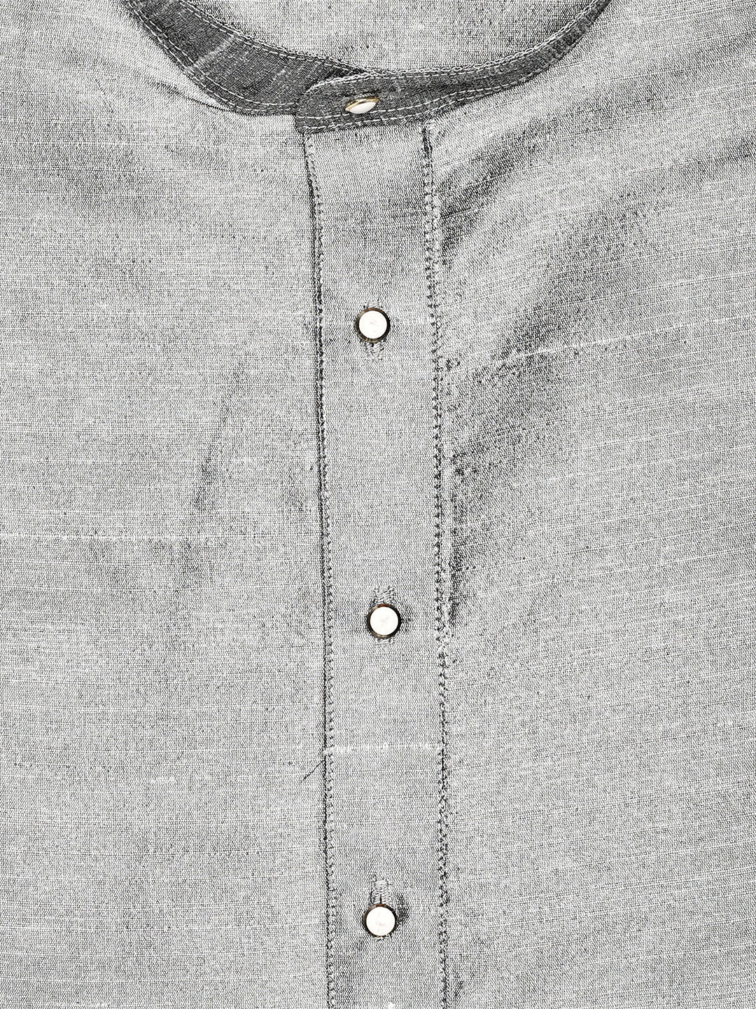 Men's Dupion Satin Silver Mandarin Collar Kurta 11001