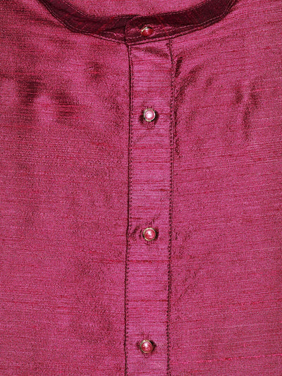 Men's Dupion Satin Maroon Mandarin Collar Kurta 11001