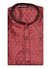 Men's Red Cotton Blend Jacquard Shine Finish Kurta 30007