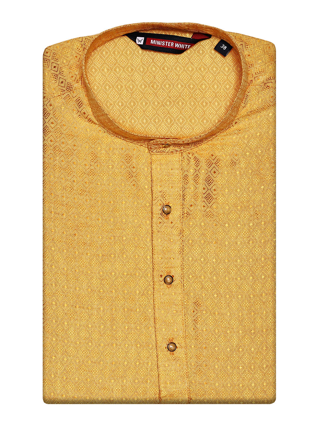 Men’s Cotton Mustard Yellow Jacquard Kurta 30035