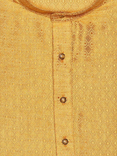 Men’s Cotton Mustard Yellow Jacquard Kurta 30035