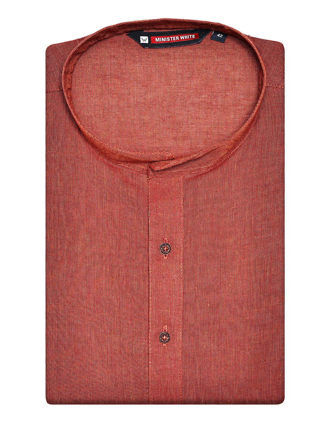 Men's Cotton Blend Rust Colour Mandarin Collar Kurta Shirt  10008