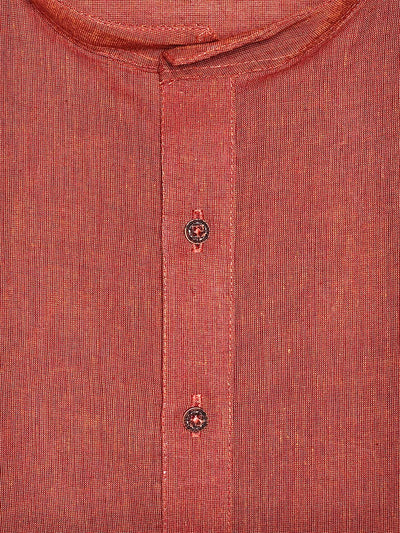 Men's Cotton Blend Rust Colour Mandarin Collar Kurta Shirt  10008