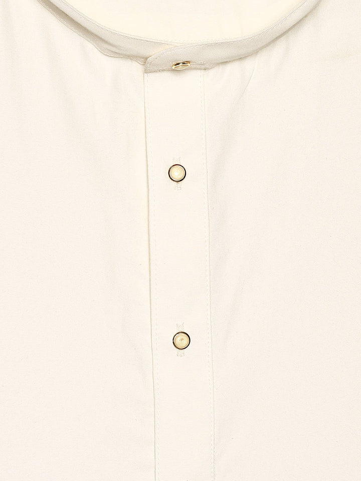 Men’s Cream Cotton Regular Fit Kurta Baena