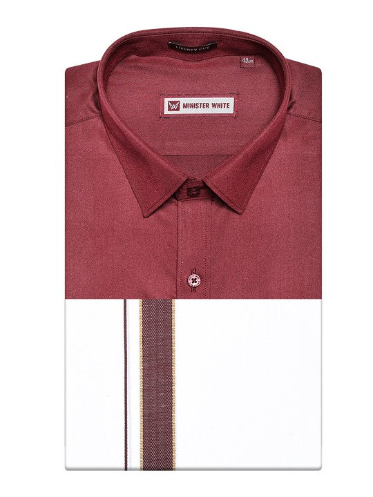 Men's Maroon Shirt with Matching Fancy Border Dhoti Combo Haiku
