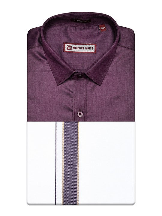 Men's Wine Shirt with Matching Fancy Border Dhoti Combo Haiku