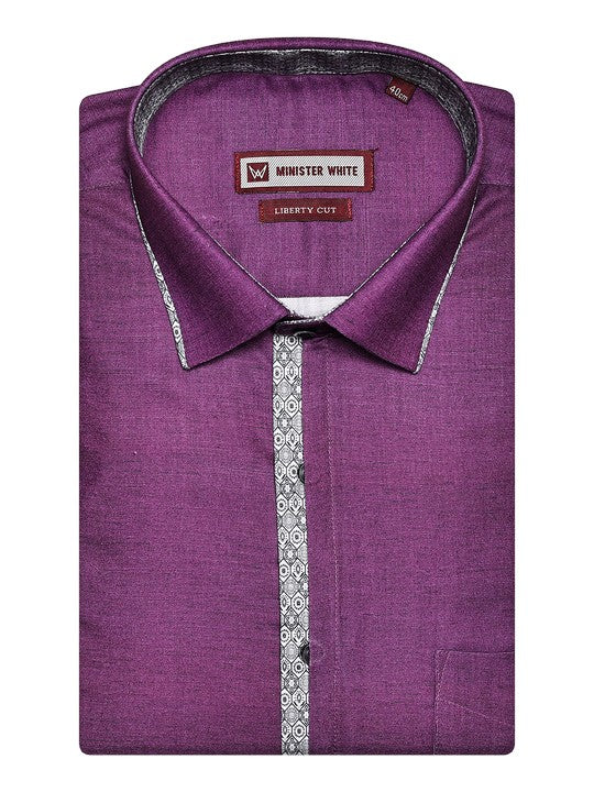 Men's Cotton Purple Color Matching Border Dhoti Impress Print