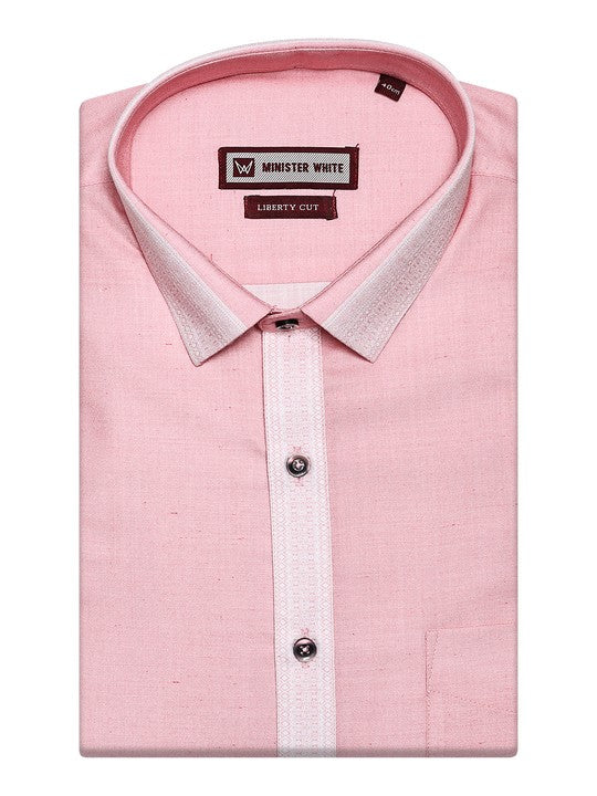 Men's Cotton Peach Color Regular Fit Shirt Impress Print