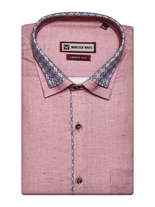 Men's Cotton Dark Pink Color Regular Fit Shirt Impress Print