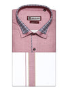 Men's Cotton Dark Pink Color Regular Fit Shirt with Matching Border Dhoti Impress Print