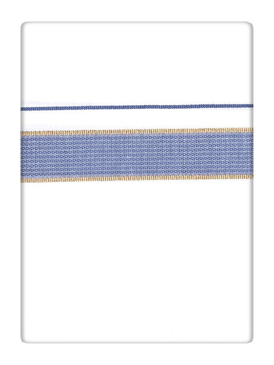 Men's Cotton Blue Color Matching Border Dhoti Impress Print