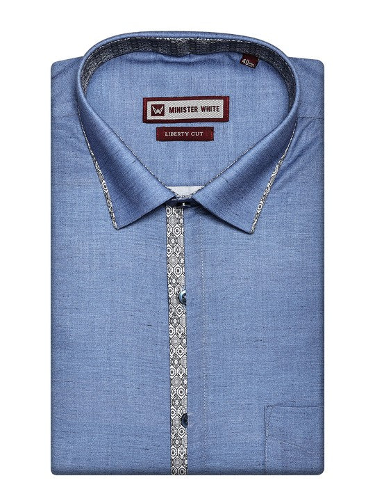 Men's Cotton Blue Color Regular Fit Shirt Impress Print