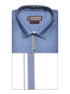 Men's Cotton Blue Color Regular Fit Shirt with Matching Border Dhoti Impress Print