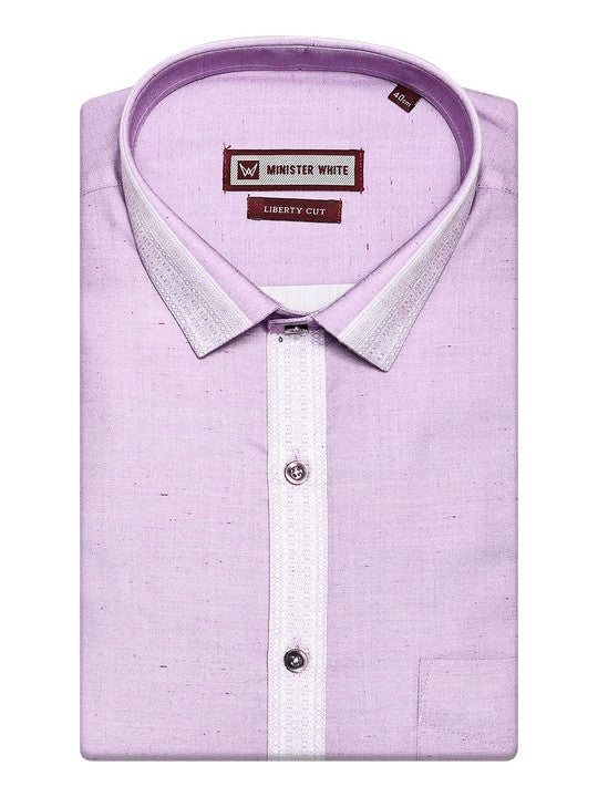Men's Cotton Lilac Color Regular Fit Shirt Impress Print