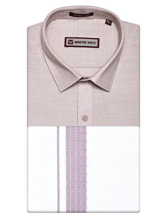 Men's Thistle purple Shirt with Matching Fancy Border Dhoti Combo Google