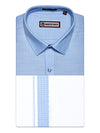Men's Blue Shirt with Matching Fancy Border Dhoti Combo Google