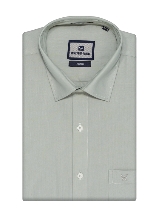 Mens Cotton Regular Fit Sap Colour Shirt Remo by Minister White