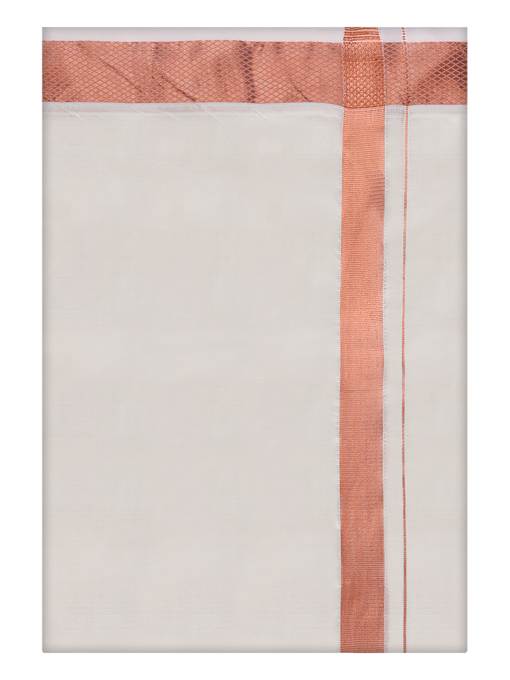 Mens Art Silk Cream Dhoti with Jari Border By Minister White