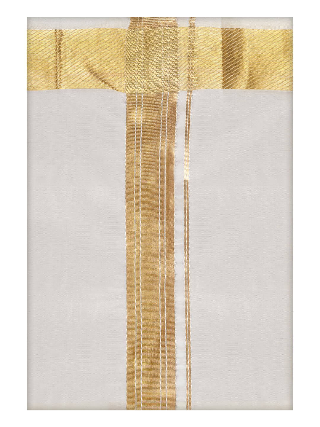 Mens Art Silk 100k Gold Jari Border Dhoti Finesse