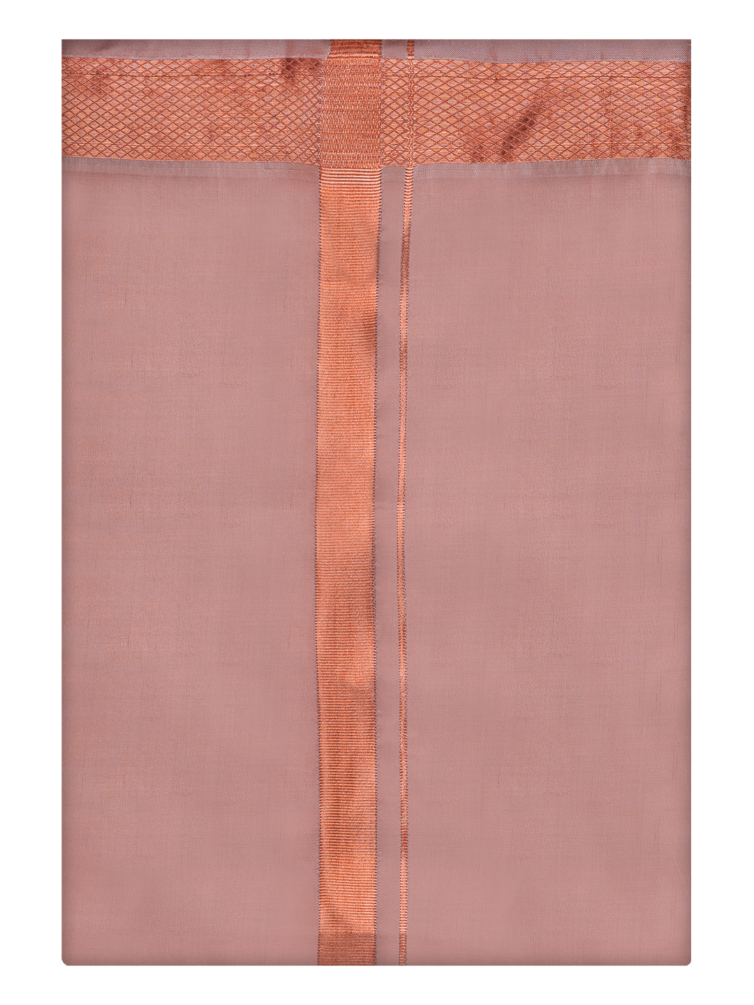 Mens Art Silk Dark Copper Full Sleeves Shirt with Copper Jari Border Dhoti Combo Finesse