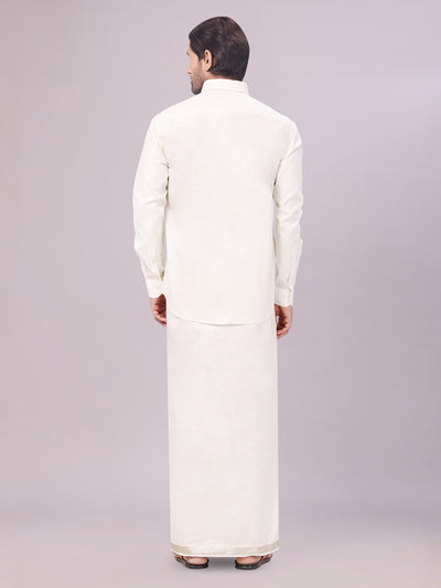 Men's Tissue Water Color Dhoti Shirt Wedding Combo Maverick back pose