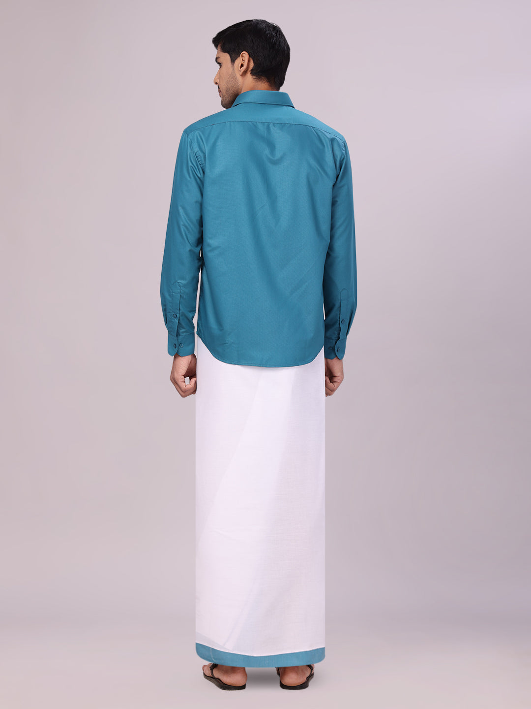 Mens Cotton Green Matching Shirt and Dhoti Combo Luster