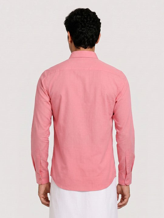 Mens Cotton Regular Fit Pink Colour Shirt Divine Touch