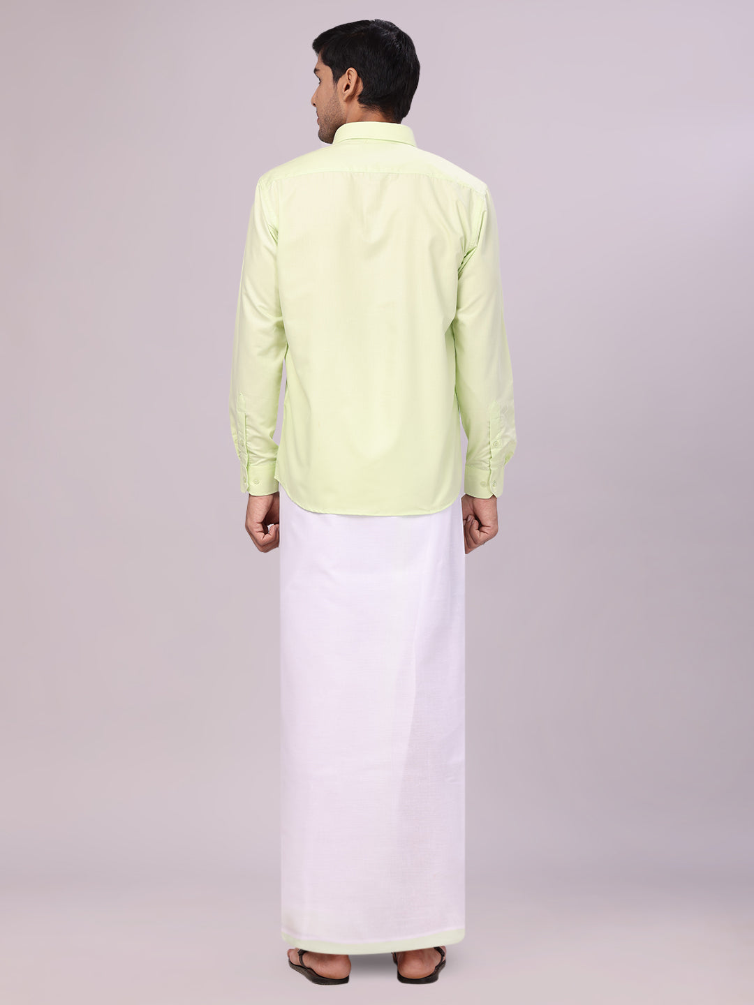 Mens Cotton Light Green Matching Shirt and Dhoti Combo Luster