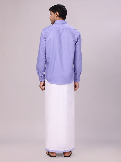 Mens Cotton Light Purple Matching Shirt and Dhoti Combo Luster