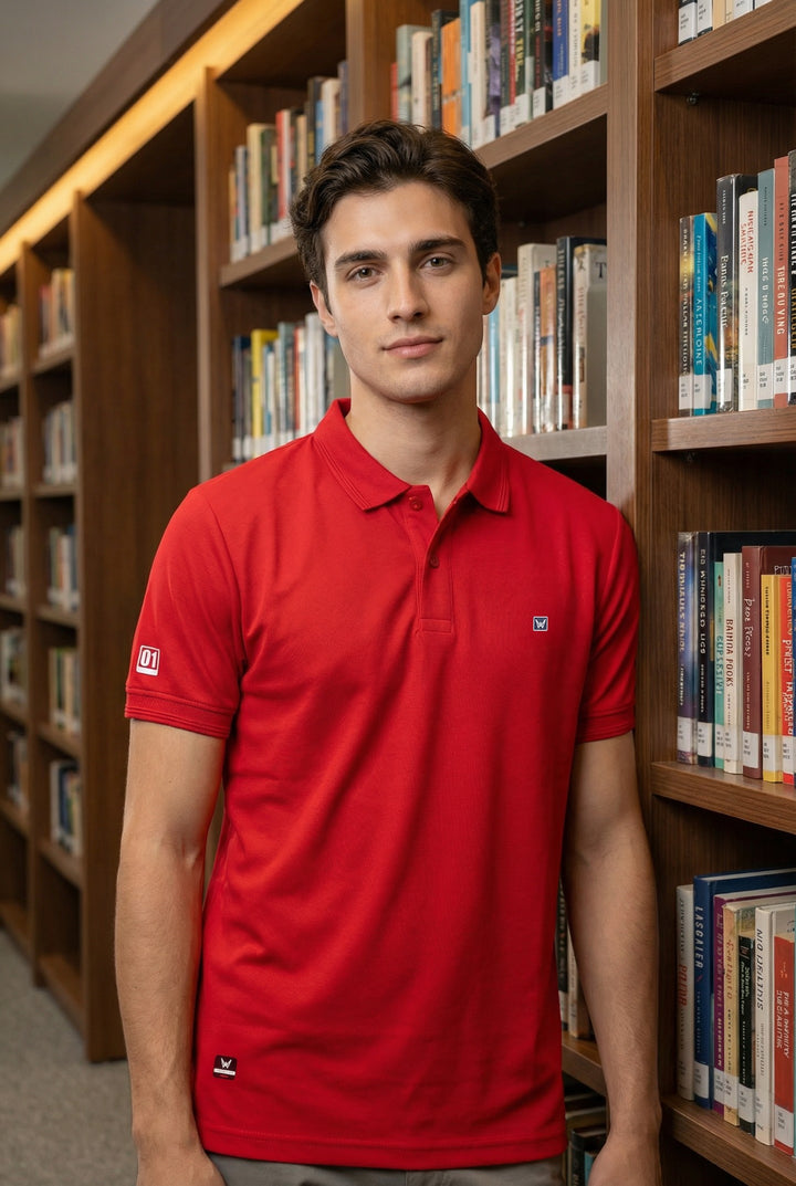 Men's Red Dry Fit Polo T-Shirt Rover