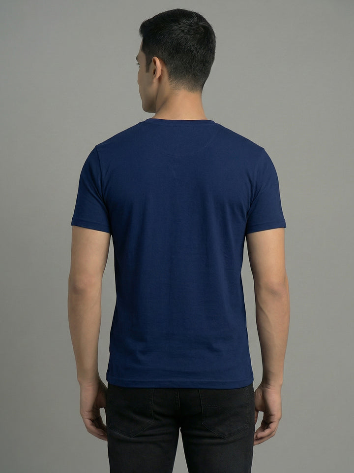 Men's Navy Regular Fit V-Neck T-Shirt Caliber