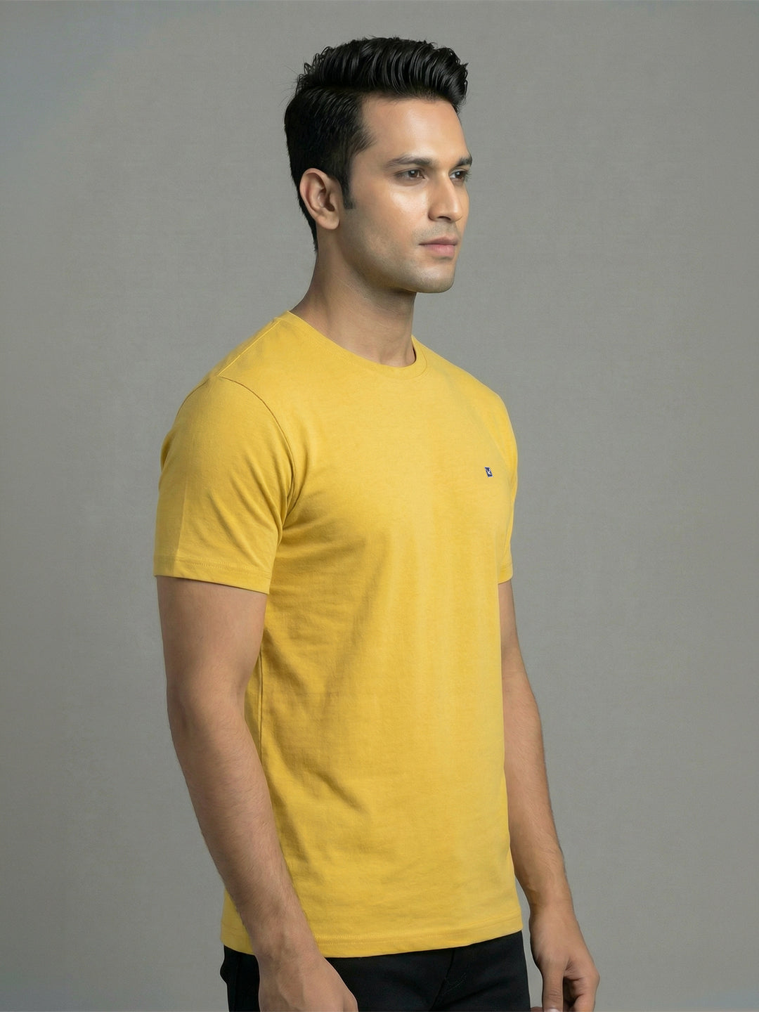 Men's Yellow Regular Fit Round Neck T-Shirt Crisper