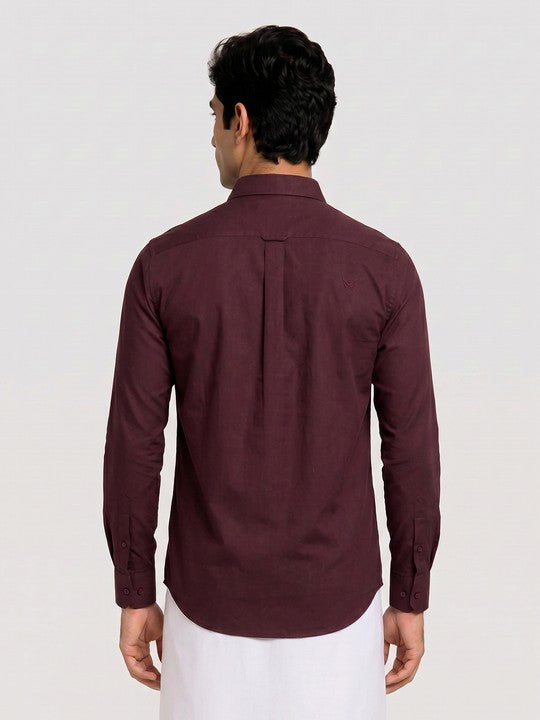 Mens Cotton Regular Fit Maroon Colour Shirt Divine Touch