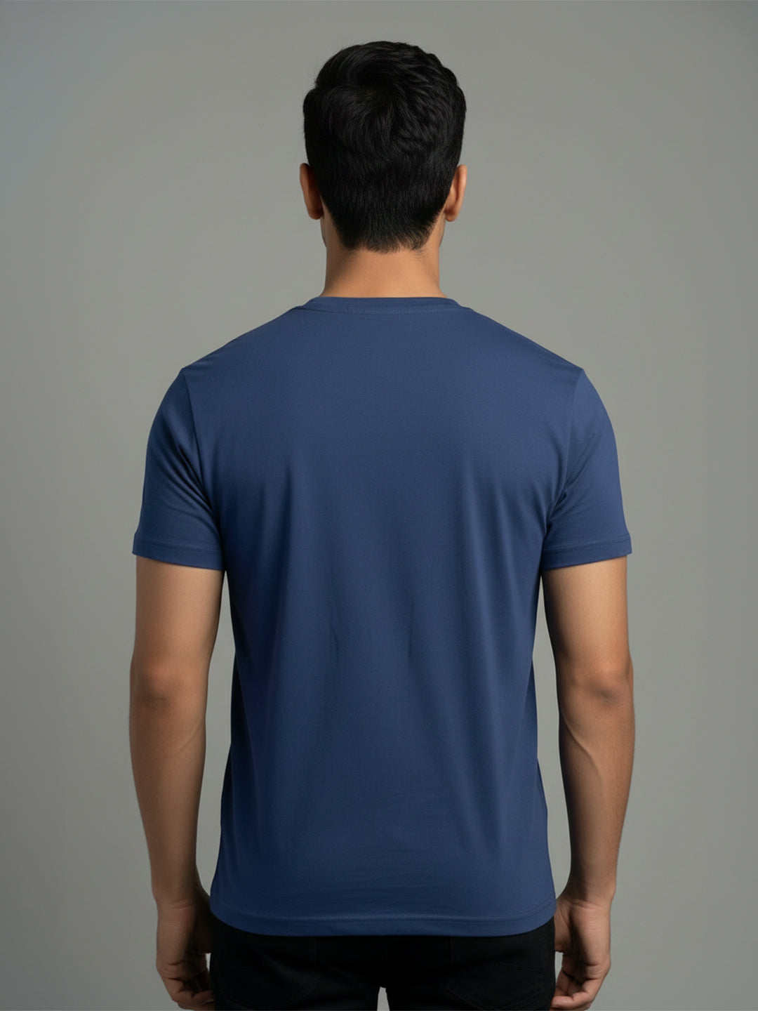 Men's Navy Mix Regular Fit Round Neck T-Shirt Crisper