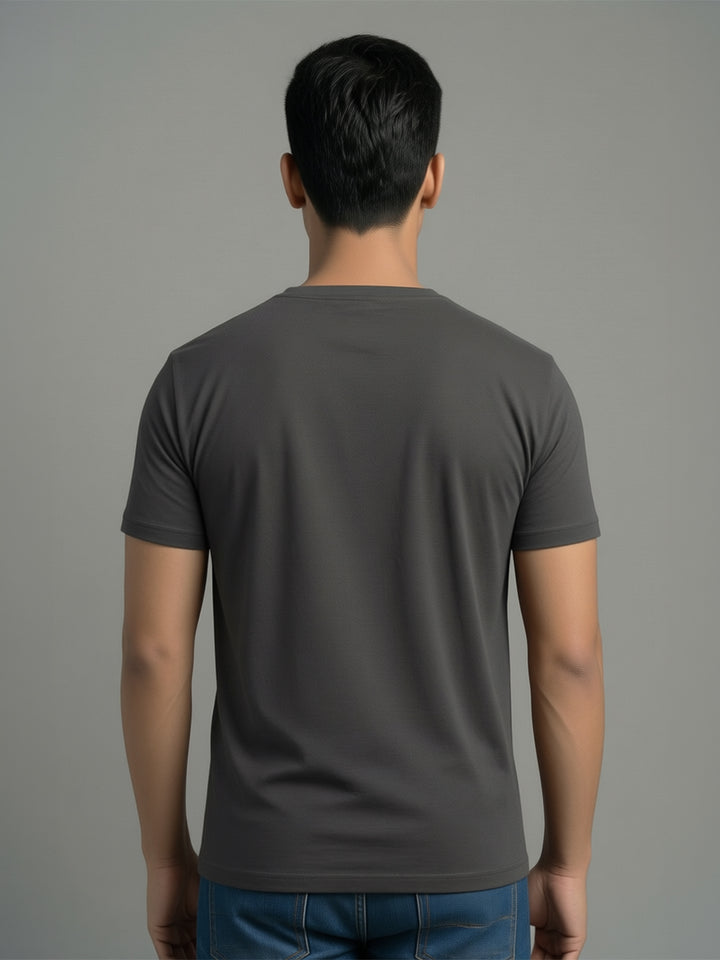 Men's Regular Fit V-Neck Dark Grey T-Shirt Caliber