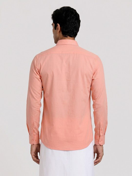 Mens Cotton Regular Fit Peach Colour Shirt Divine Touch